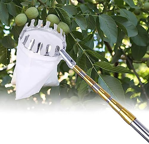 LekLai Obstpflücker, Apfelpflücker Mit Teleskopstiel, 2,1 M, 2,5 M, 3 M, 4 M, 5 M, 6 M, 7 M, 10 M, Leichte Verbindungsstange Aus Edelstahl/2.1M/6.8Ft