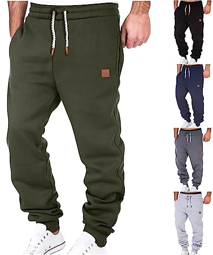 SMIDOW Cotton Joggers for Men Casual Loose Fit Big and Tall Drawstring Sweatpants Workout Athletic Running Pants Cargo Pants for Men Baggy Army Green M