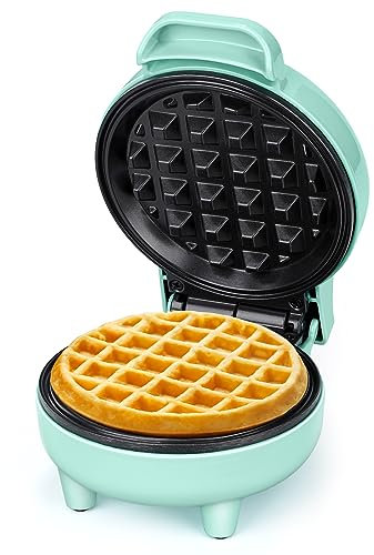 SNAILAR Mini Waffeleisen Belgische Waffel Maschine Kleines Waffeleisen Klassische, für Kindergeburtstage, Familienfeiern, Ostern oder Weihnachten, Niedlich kompaktes Design, 550 Watt, Grün