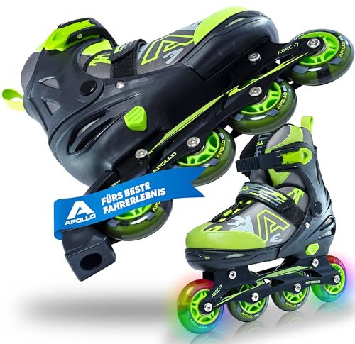 Apollo Champion, größenverstellbare Inliner für Jungs und Mädchen ab Größe 31, für Damen und Herren bis Größe 42, hochwertige Inline Skates für Kinder und Erwachsene mit LED Rollen