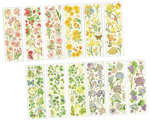 EXCEART 2 Stück 4 Heißprägeaufkleber Blumenaufkleber Vintage-Dekor Pflanzendekor Wohnkultur selbstgemachte Aufkleber Scrapbook-Aufkleber selber machen Konto schmücken getrocknete Blumen