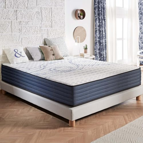 Naturalex - Colchón Híbrido 160x200 cm - Altura 30 cm - PerfectDream - Muelles Ensacados + Espuma Viscoelástica MemoFeel - Blue Látex - Semifirme - Máximo Comfort - Hipoalergénico - Reversible