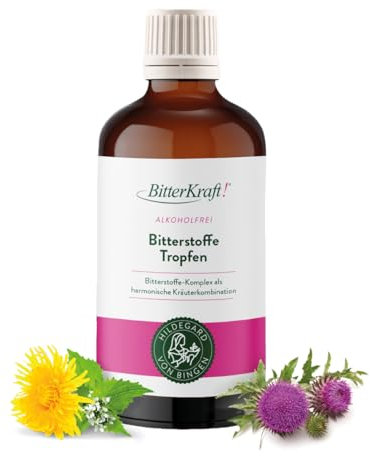 BitterKraft! Bitterstoffe Tropfen alkoholfrei 100ml – 9 Kräuter nach Hildegard von Bingen - BIO & vegan– ohne Zusatzstoffe – 100 % Natur – Made in Germany