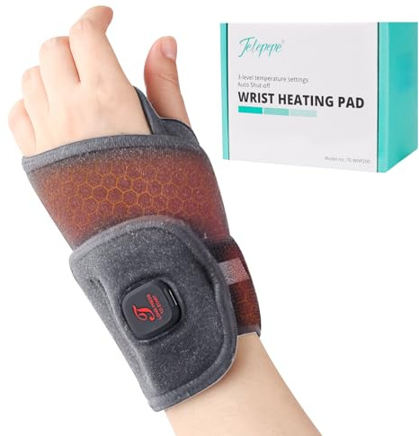 Heated Wrist Wrap Cordless, Wrist Heating Pad for Pain Relief, 3000mAh Rechargeable Wrist Warmers for Men Women, 3 Heat Levels Carpal Tunnel Wrist Brace with 30 Mins Auto-off (Grey)