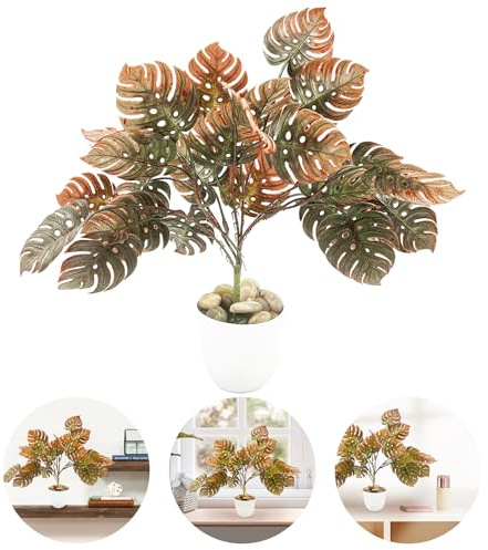 Snail Garden Plante Monstera Artificielle,40cm Intérieur Monstera Artificielle avec Pots et Galets,Faux Monstera en Pot,Gradients Monstera Plants,Faux Plante de Fromage pour la Maison