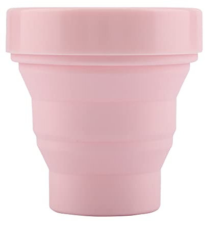 NDNCZDHC Tragbarer Silikon-Kaffeebecher mit Deckel, platzsparender Reisebecher für Wasserkaffee, faltbarer Becher für Wandern, Camping, Reisen (Roseate)