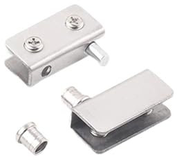 BSAXITHZB 1 Paar Glastür-Drehscharnierklemme, Edelstahl-Schwenkachse, Weinschrank, Drehscharnierklemme, Möbelbeschläge(Silver)