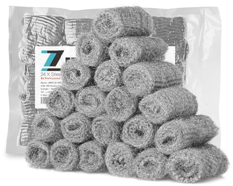 24pcs wire wool rolls, wire wool for cleaning, steel wool rolls, steel wool mice blocker，cleaning kitchenware, furniture, electrical appliances, rust removal, heavy oil stains removal