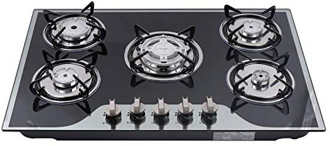 Kochfelder Gaskocher Glaskeramik Gasherd Lpg Und Ng Gaskochfeld Einbauherd 5Flammen Einbau FüR KüChe Five Burner Gas Cooktop Kochfeld Edelstahl Autark Brenner Erdgas Propangas GehäRtetes Glas