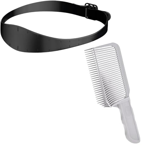 2 Pezzi Strumenti Professionali per Capelli, Pettine di Posizionamento Guida per Taglio Capelli, Pettine Da Parrucchiere e Fascia Taglio Capelli Curva in Silicone per Uomo Salone