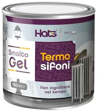 Hats - Vernice per Termosifoni all'acqua - Smalto Gel Pronto uso - Asciugatura Rapida - Non Cola, Non Gocciola - Dura nel tempo - Ottimo effetto coprente - Bianco Satinato - 750 ml - Made in Italy