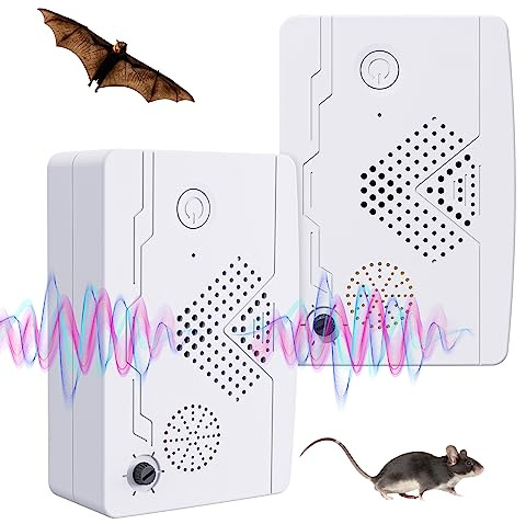 2 Pack Ultrasonic Mouse Bat Repellent Devices, Pest Roach Repeller Rodent Ultrasonic Repellent Indoor for Pest, Electronic Mosquito Spider Killer, Cockroach, Bat, Bird, Bug, Insect, Mouse
