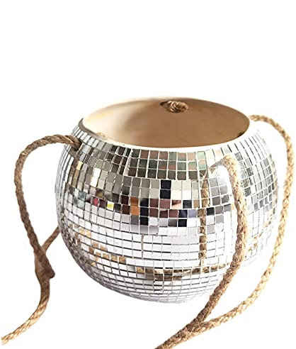 Stil 17,5 cm Spiegel Discokugel Hängender Übertopf für Zimmerpflanzen Moderne dekorative Halbkugel Vase Blumentopf Discokugel-Design