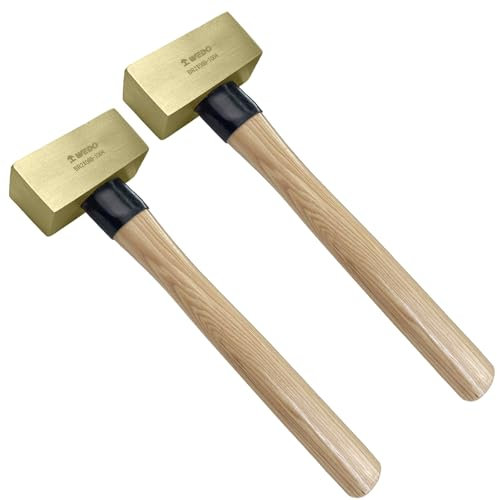 WEDO 2 Stück Messing Fäustel Hammer, 2000g+2000g Vorschlaghammer mit Holzstiel, Abbruchhammer, Für die Präzisionsdemontierung,Mauerwerk Haushaltswerkzeuge
