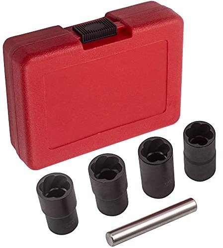 RPJFCPCS 5pcs Twist Socket Tool Set, 1/2 Drive Nut and Bolt Extractor Set, Locking Wheel Lug Nut r Kit 17mm 19mm 21mm 22mm, with 12mm Punch Rod