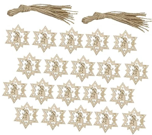 Homoyoyo 20stücke Weihnachtsanhänger Aus Holz Schneemann Holzhandwerksgeschenke Schneemann-Ornamente Holzbehänge Pro Kamindekoration Zum Aufhängen An Weihnachtsbäumen Wänden Türen Fenstern