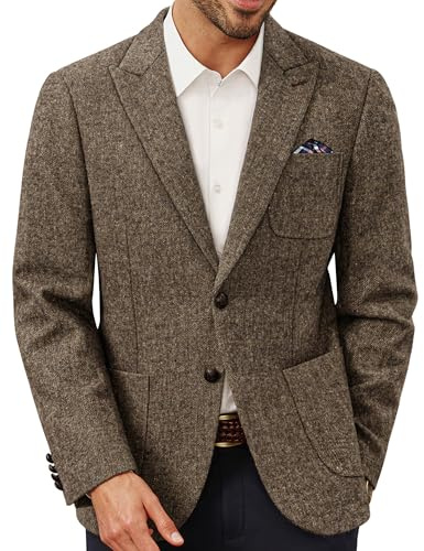 PJ PAUL JONES Herren Blazer Sportsakko 2 Knöpfe Regular Fit Freizeit Sakko Anzugjacke Vintage(Khaki,M)