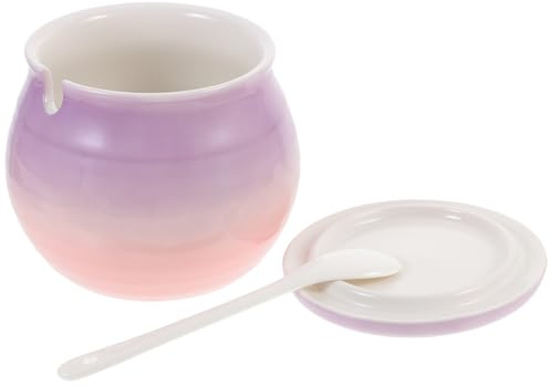 SMASOLO Barattolo in Ceramica Coperchio Sigillante, Contenitore Per Spezie e Zucchero Medio, Design Vintage Sfumatura Viola e Rosa, Per Conservazione in Cucina Domestica