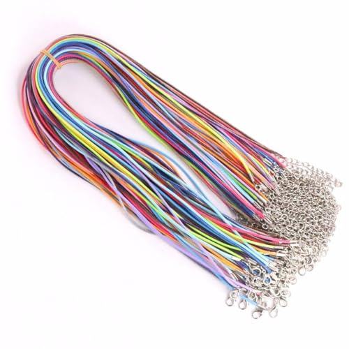 50 Stück Ketten Selber Machen Set Bunte Lederbänder für Ketten – DIY Schmuckherstellung Zubehör für Halsketten, Armbänder und Kreative Projekte
