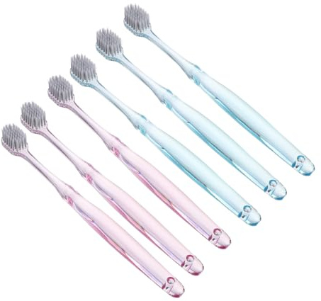 SKISUNO 6 Pièces Brosse à Dents Souple Antibactérienne Ergonomique Nettoyage Oral Profond pour Adultes Vertes et Roses Soin Dentaire Classique