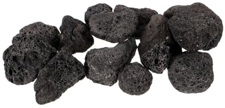 BUGUUYO Pierre Volcanique Décorative Naturelle Noire pour Aquarium et Jardinage, Gravier de Lave Poreux 500g 3-5 Cm, Améliore Circulation Eau et Aération Racines, Accessoires Décor