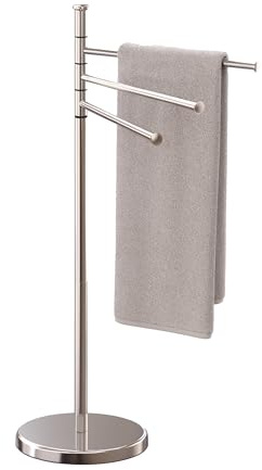 Relaxdays Towel Rack, 3 Rotating Rails, HWD: 85.5 x 42 x 22 cm, Stainless Steel, Bathroom, Holder, Drying Stand