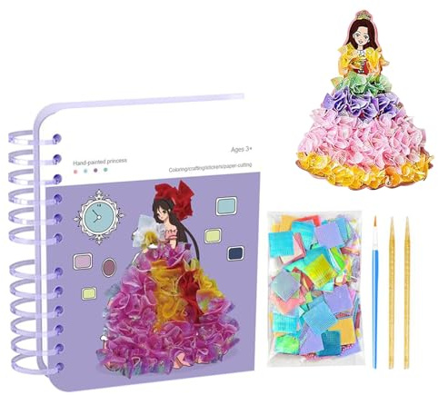 Kit per Arte con Punteruolo | Lavoretti Artistici Principesse Con Adesivi E Colori - Gioco Educativo, Attività Poking per Ragazze Viaggio Auto Aereo Asilo Scuola Materna - Regalo Compleanno Natale