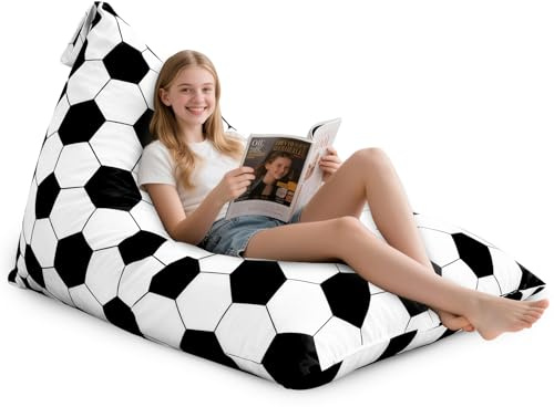Jorbest Soccer Bean Bag Chair for Teens Adults, 3.3FT Bean Bag Chairs with Memory Foam Filled and Luxurious Velvet Cover for Girlfriend Boyfriend, Soft Sofa Chair Bean Bag Couch with Filler, XX-Large