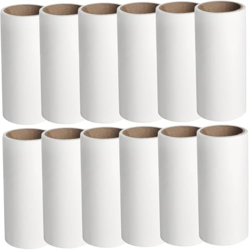 INOOMP Rodillo Quitapelusas Doméstico Multifunción de Plástico Resistente, 12 Piezas 40 Hojas por Rollo, Quitapelos Portátil para Mascotas, Adecuado para Ropa, Sofás y Alfombras