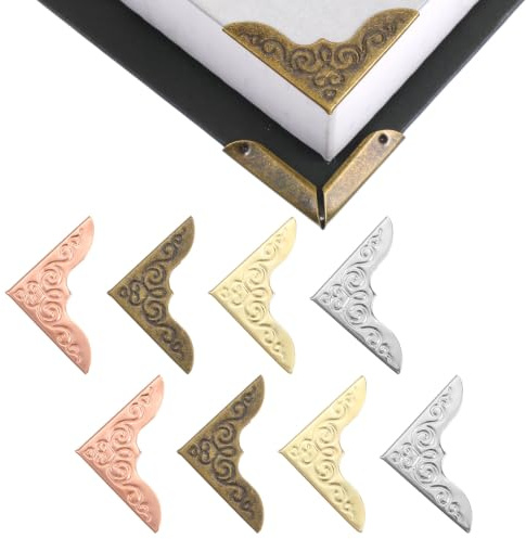 80PCS Photo Corners for Scrapbook Metal Book Corner Protectors 23 x 23mm | Book Corner Protectors Vintage Decorative Edge Guards for Folders Book Scrapbooking Menus Albums File Decoration Mixed Colors