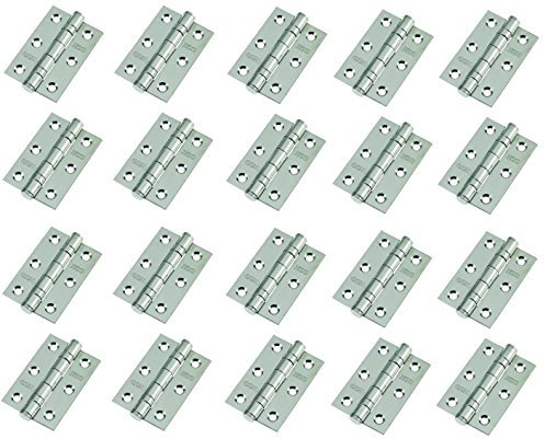 10 Pairs of Door Hinge 3 75mm Ball Bearing Hinges Polished Chrome Suit Internal Doors Pair (10)