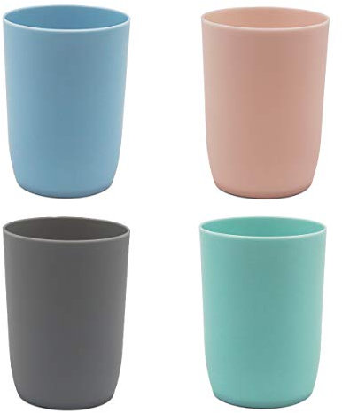 Topsky Set di 4 bicchieri in plastica, bicchiere plastica largo, porta spazzolino, riutilizzabili, per adulti, ragazzi e bambini, porta spazzolini colorato(280 ml, multicolore)