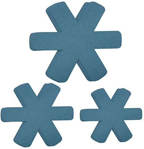 BYKITCHEN Felt Pan Protectors for Stacking, Gray, 12 Count | 12 Cyan Felt Pan Protectors for Stacking, Three Sizes Cushion Cookware While Adding a Bright Colour-Coded Separator