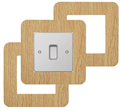 3 unidades de acrílico solo interruptor de luz Surround Socket Switch etiqueta cubierta color sólido - color de madera natural