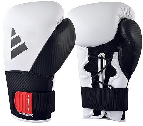 Adidas 250 guanti da boxe ibridi per uomini, donne e bambini, guanti da allenamento in poliuretano, perfetti per lezioni di fitness, allenamenti con sacco da boxe e sparring
