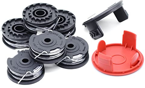 SWNKDG 6 Stücke Fadenspulen für Bosch Trimmer Rasentrimmer F016800351 (Länge: 6m, Ø1,60mm mit Spulenabdeckung) ART 24, 27, 30 und ART 30-36 LI