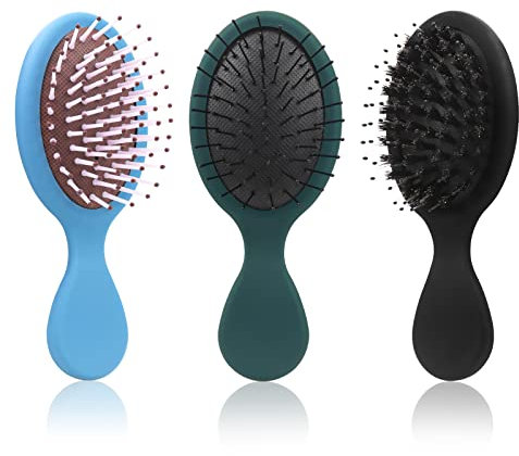 JNWYH 3 Stück Haarbürste, Weich Entwirrungsbürste Haarbürste Mini, Leicht zu Tragen Reise Haarbürste Klein Wet Brush für Alle Haartypen Geeignet(3 Farben)