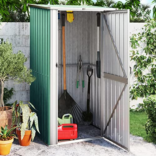 Keketa Trädgårdshus Trädgårdsverktyg Skjul Verktyg Trädgård Trädgårdshus Verktygshjul Trädgård Verktygshjul Grön 118,5x97x209,5 cm i galvaniserat stål