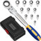 haisstronica Set di chiavi a cricchetto a cambio rapido, 12 in 1 chiave a cricchetto con testa flessibile a 72 denti da 8 a 19 mm, set di attrezzi per auto, mobili o macchinari