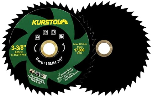 KURSTOL HSS Trennscheibe für Metall - 2 Stück 85mm x 15mm 44T Trennscheibe Kupfer Aluminium Metall Nichteisenblech Holz