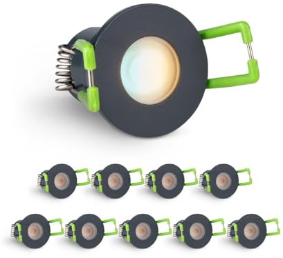 LongLife LED 10er Set Einbaustrahler Mini 3W CCT 2700K-6500K anthrazit RAL 7016 IP65 Dimmbare Strahler für Terrassenüberdachung, Carports, Dachüberständen