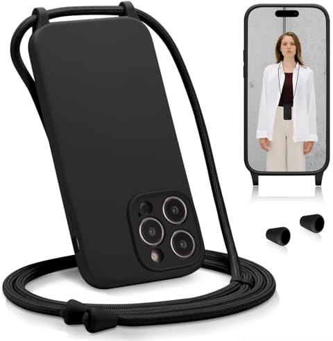 Verco Liquid Silikon Handyhülle für iPhone 12 Pro Max Case [verstellbare Kette] Schutzhülle Handykette für iPhone 12 Pro Max Hülle - Ideal für Festival und Outdoor
