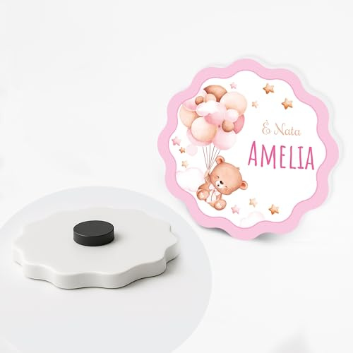 PV Grafik Set da 24 Calamite Bomboniera Personalizzate Nascita e Battesimo, Bomboniera Battesimo Maschio e Bambina, Idea Nascita Bimbo e Bimba(Modello 40)