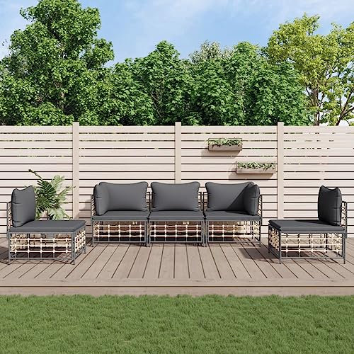 Tino Tech Garten-Lounge-Set mit Kissen Gartenmöbel Set 5-TLG Lounge Garnitur Gartenbank Gartensofa für Balkon und Terrasse Robust und Wetterbeständig Den Täglichen Anthrazit 72x72x66 cm
