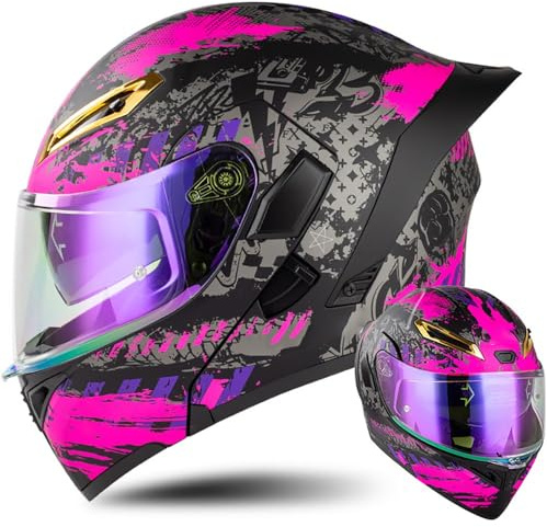 Letetexi Modular Motorcycle Helmet with Built-in Bluetooth Slot, ECE Homologated Full Face Helmet, Jet Scooter for Women Men Adults, with Double Visor Flip Up Motorcycle Helmet