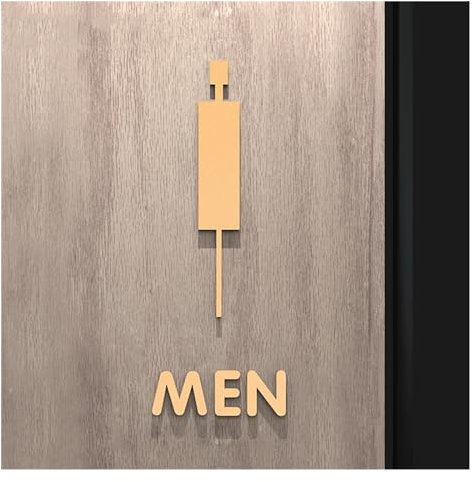 Panneau Toilettes Plaque de signalisation de toilette en acrylique 3D, couleur noir et or, étiquette murale de porte de salle de lavage, autocollant, support de Wc, panneau de signalisation, décoratio