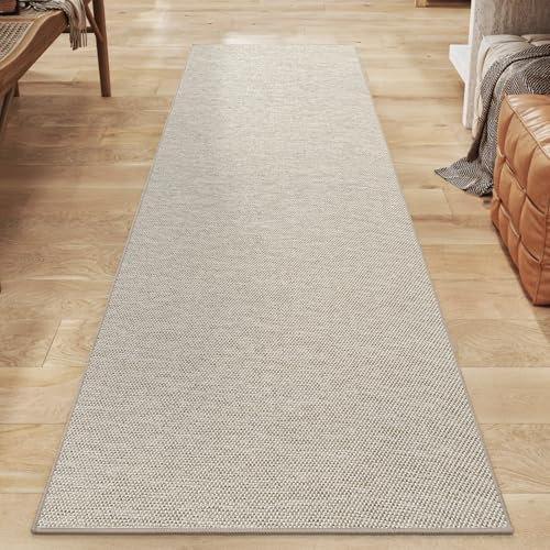DEXI Runner Rug 61 x 183 cm, Extra Long Non-Slip Dirt Trapper Mat, Rubber Backed Kitchen Rugs, Thin and Washable Floor Carpet Runners for Hallway Entryway Laundry Besides, Beige
