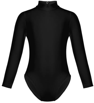 Miutii Mädchen Ballettanzug Langarm Body Overall Stehkragen Turnanzug Gymnastik Leotard Turnbody Trikotanzug Yoga Gym Fitness Sportbody