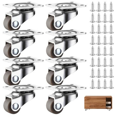 8 Ruote Girevoli, Rotelle per Mobili Piccole, Ruote per Carrello Carichi Pesanti, Ruote in Gomma, Ruote Girevoli a 360 Gradi, Ruote Industriali, per Spostare Mobili Piccole, Tavolini, Tavolo, Armadio