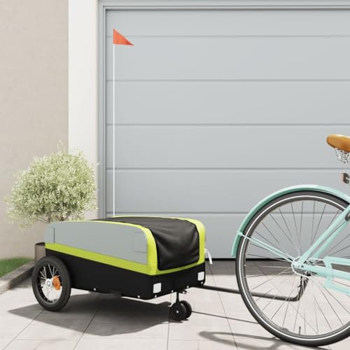 Somanki Fahrradanhänger Schwarz und Grün 30 kg Eisen, Fahrrad Anhänger, Lastenanhänger, Handwagen, Fahrrad-lastenanhänger, Lastenfahrrad - 94060